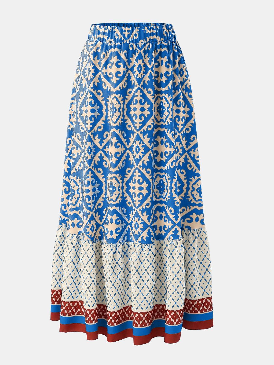 Geometric Elastic Waist Maxi Skirt - Clothes For Her Online Store