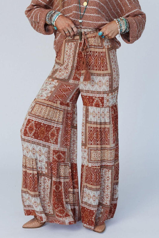 Geometric High Waist Wide Leg Pants - Clothes For Her Online Store