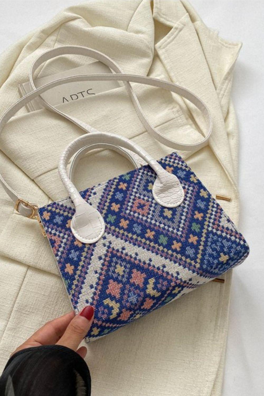 Geometric PU Leather Strap Handbag - Clothes For Her Online Store
