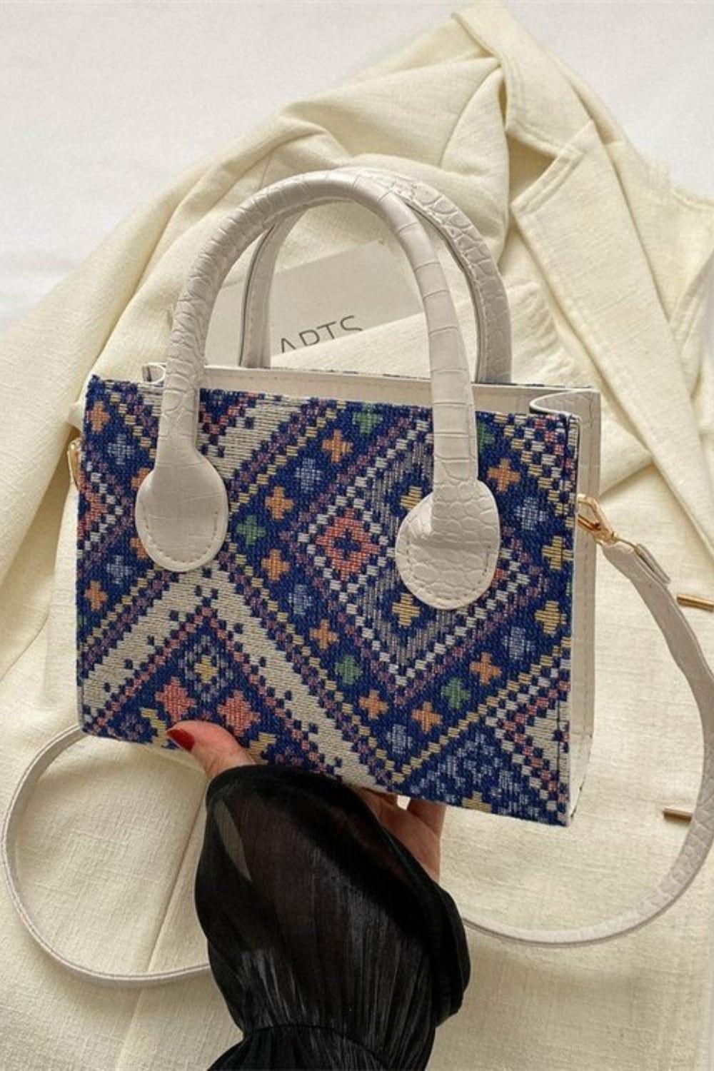 Geometric PU Leather Strap Handbag - Clothes For Her Online Store