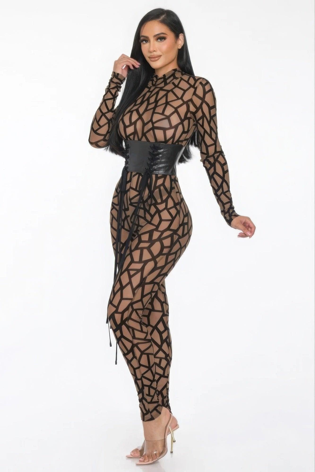 Geometric Printed Jersey Jumpsuit - Clothes For Her Online Store