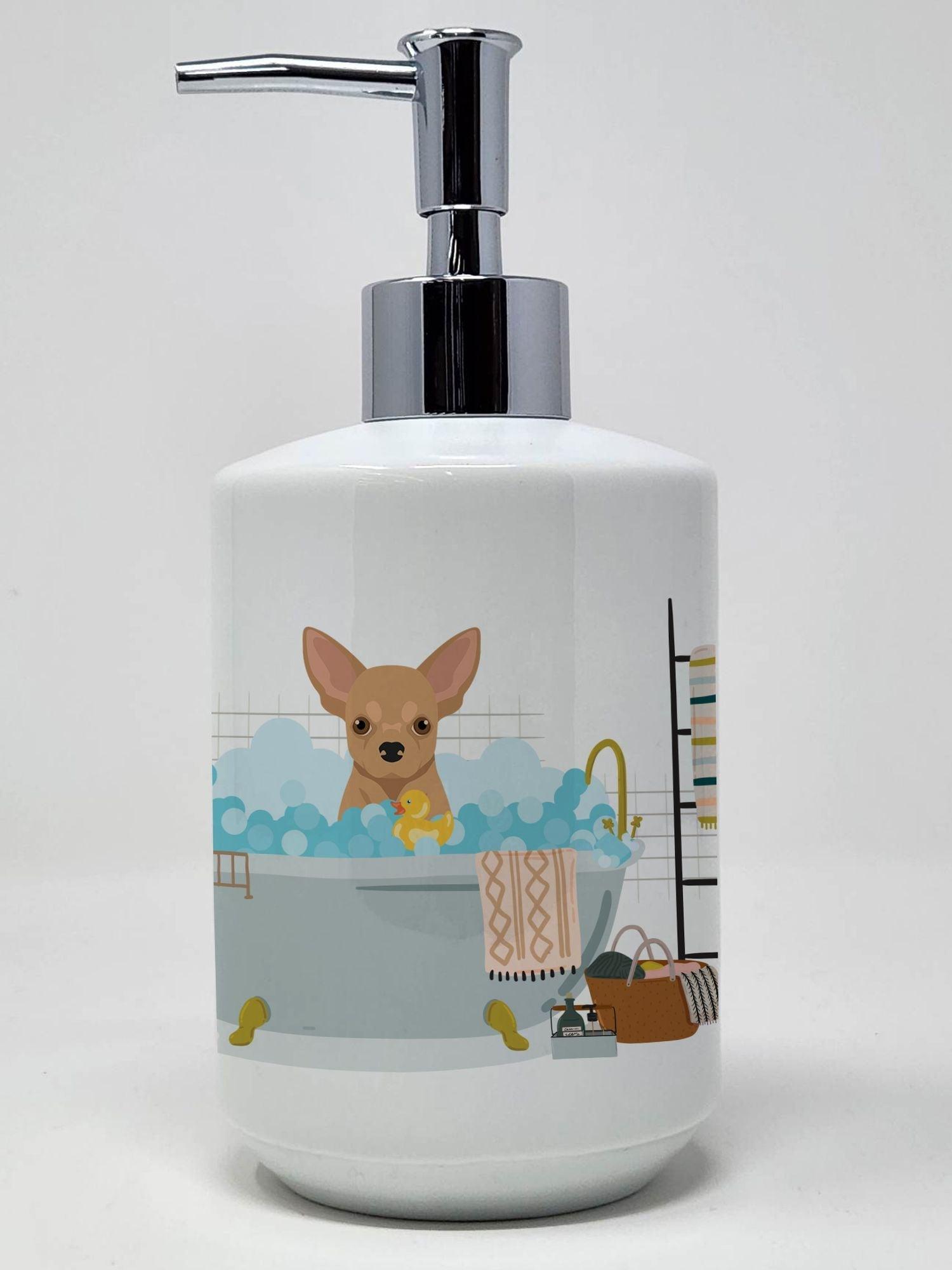 Gold Chihuahua Ceramic Soap Dispenser Hand Soap Dispenser Pump Bottles for Bathroom Kitchen, Empty Refillable Liquid Soap Container - Clothes For Her Online Store