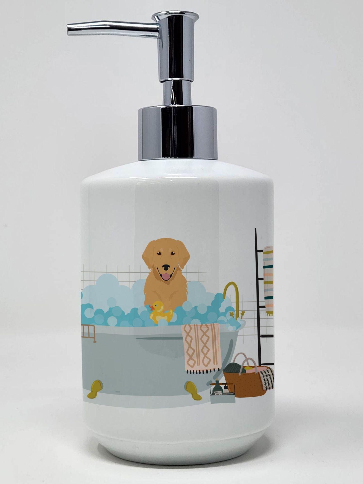 Gold Golden Retriever Ceramic Soap Dispenser Hand Soap Dispenser Pump Bottles for Bathroom Kitchen, Empty Refillable Liquid Soap Container - Clothes For Her Online Store