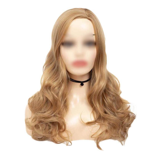 Golden Women's Hair Wig Middle Part Bangs Big Waves Long Curly Hair Full Wig,24 inch - Clothes For Her Online Store