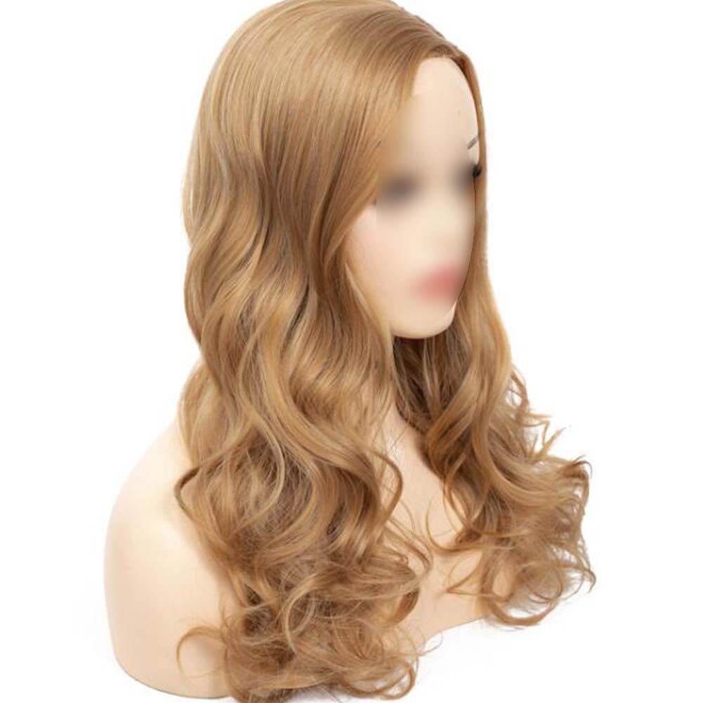 Golden Women's Hair Wig Middle Part Bangs Big Waves Long Curly Hair Full Wig,24 inch - Clothes For Her Online Store