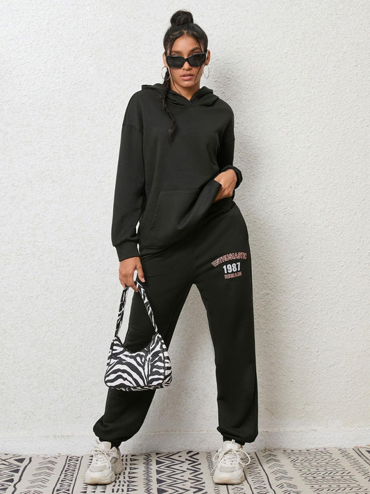 Graphic Hoodie and Sweatpants Set - Clothes For Her Online Store