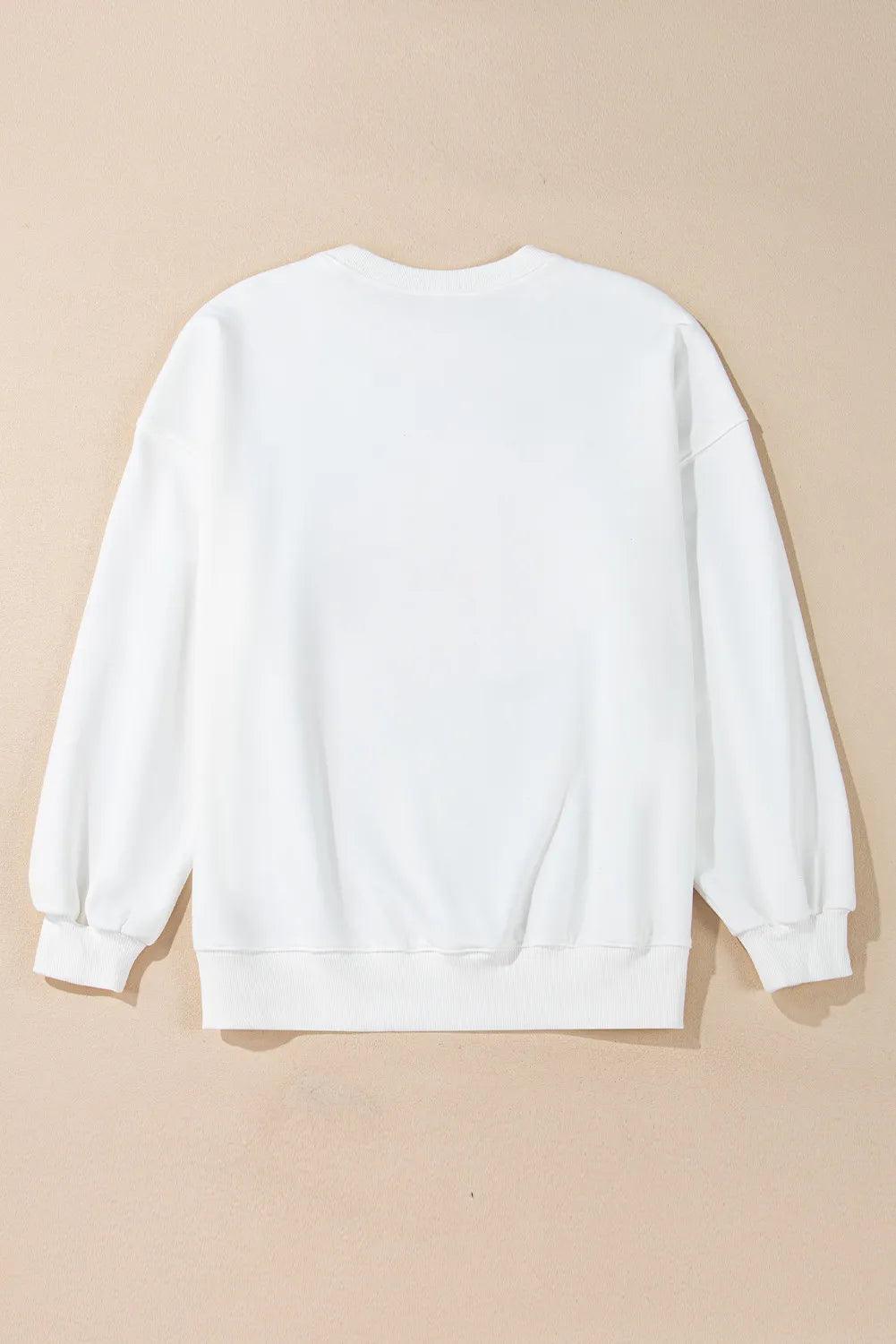 Graphic Round Neck Long Sleeve Sweatshirt - Clothes For Her Online Store