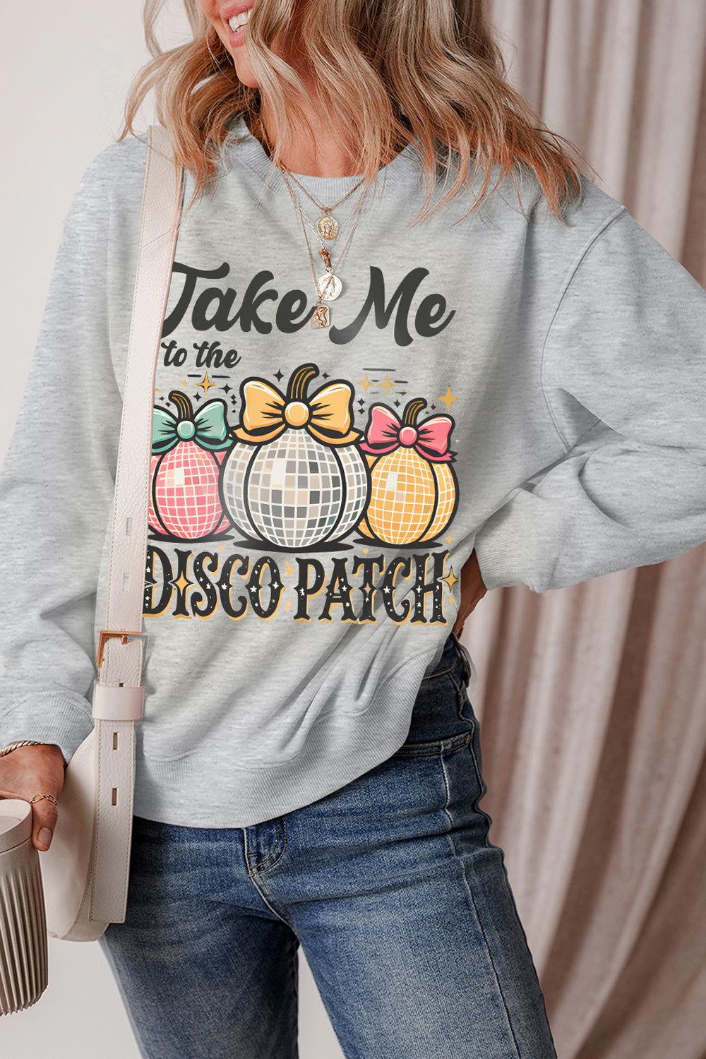Graphic Round Neck Long Sleeve Sweatshirt - Clothes For Her Online Store