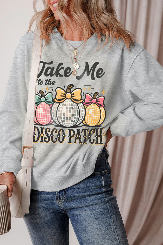 Graphic Round Neck Long Sleeve Sweatshirt - Clothes For Her Online Store