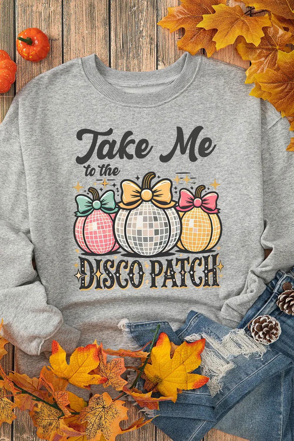 Graphic Round Neck Long Sleeve Sweatshirt - Clothes For Her Online Store