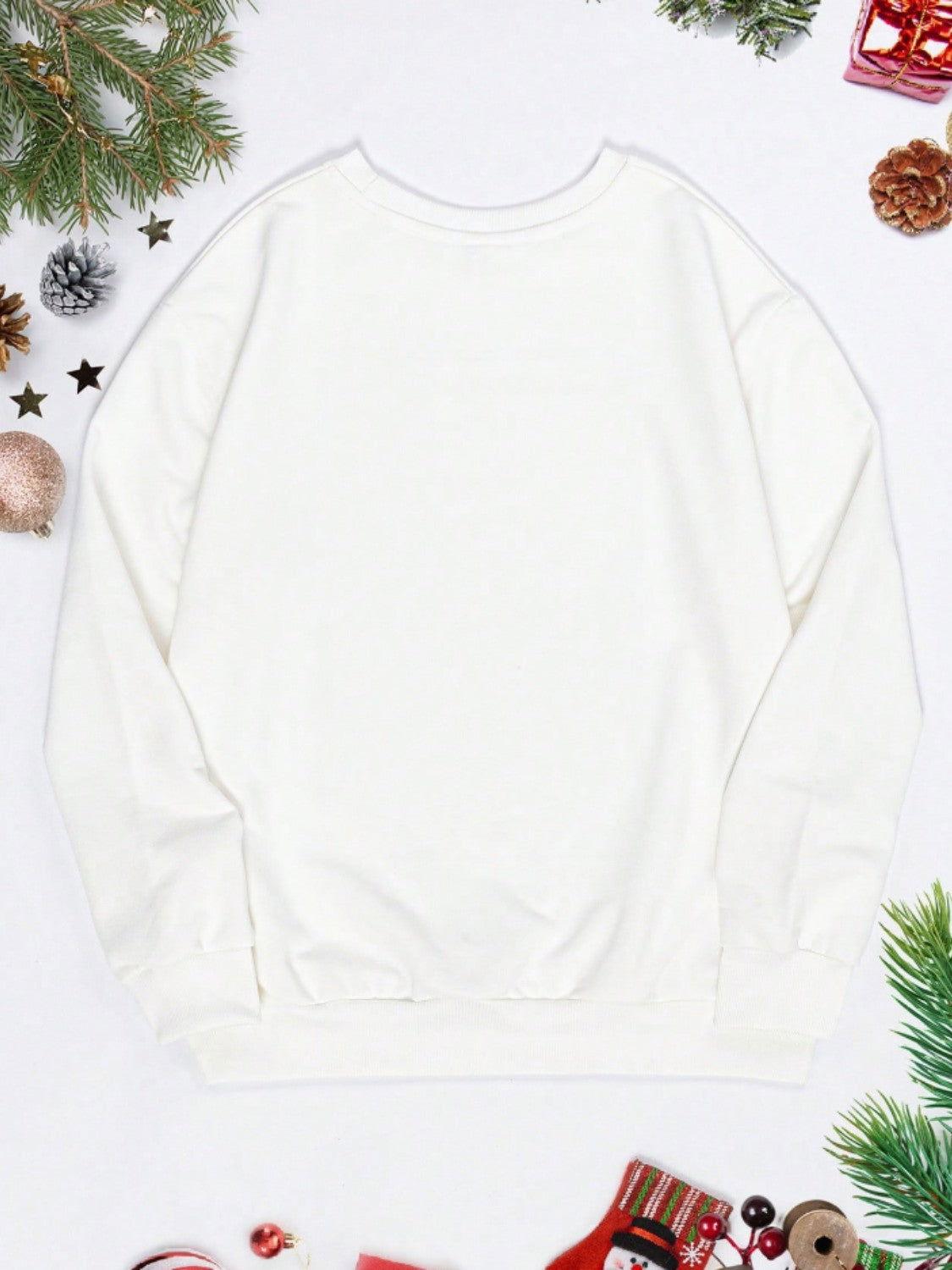 Graphic Round Neck Long Sleeve Sweatshirt - Clothes For Her Online Store