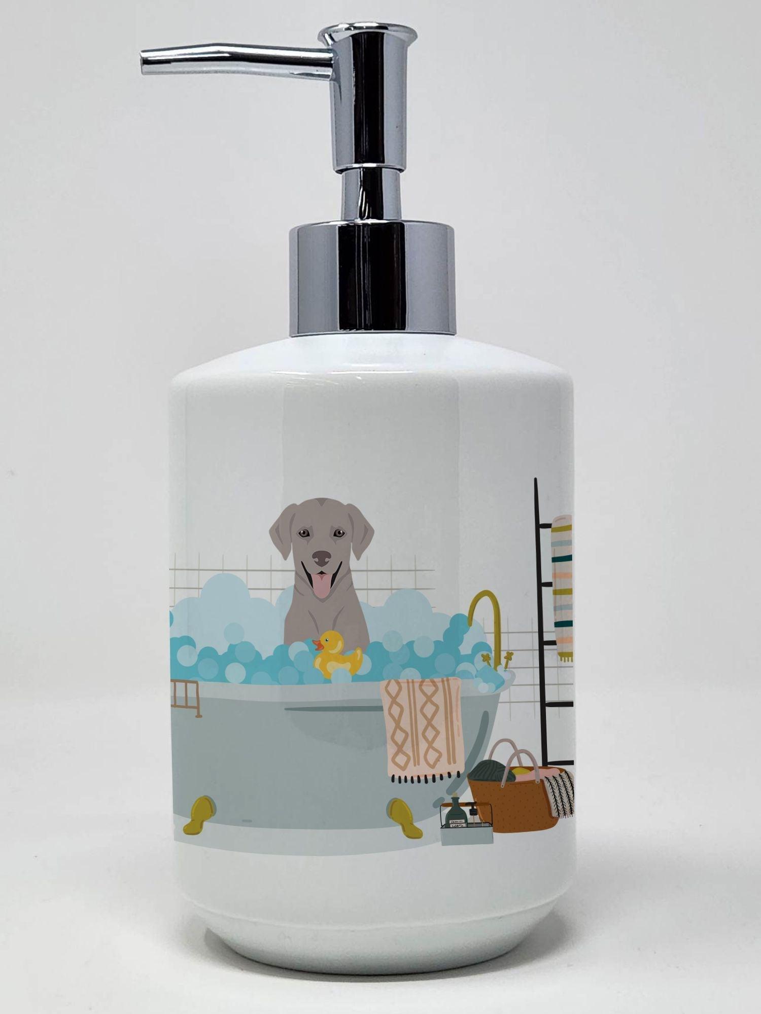 Gray Labrador Retriever Ceramic Soap Dispenser Hand Soap Dispenser Pump Bottles for Bathroom Kitchen, Empty Refillable Liquid Soap Container - Clothes For Her Online Store