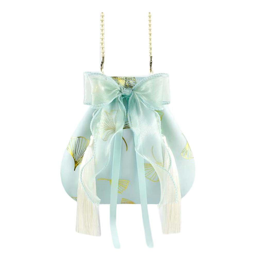 Green Hanfu Crossbody Bag Chinese Style Shoulder Bag Cheongsam Ribbon Handbag Cell Phone Purse - Clothes For Her Online Store