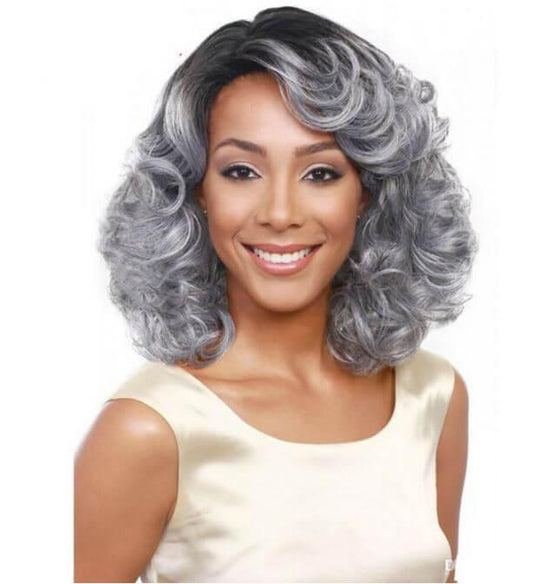 Grey Curly Wigs for Women Soft Afro Short Curly Wig with Bangs Heat Resistant Synthetic Fiber Hair Cosplay Wigs - Clothes For Her Online Store