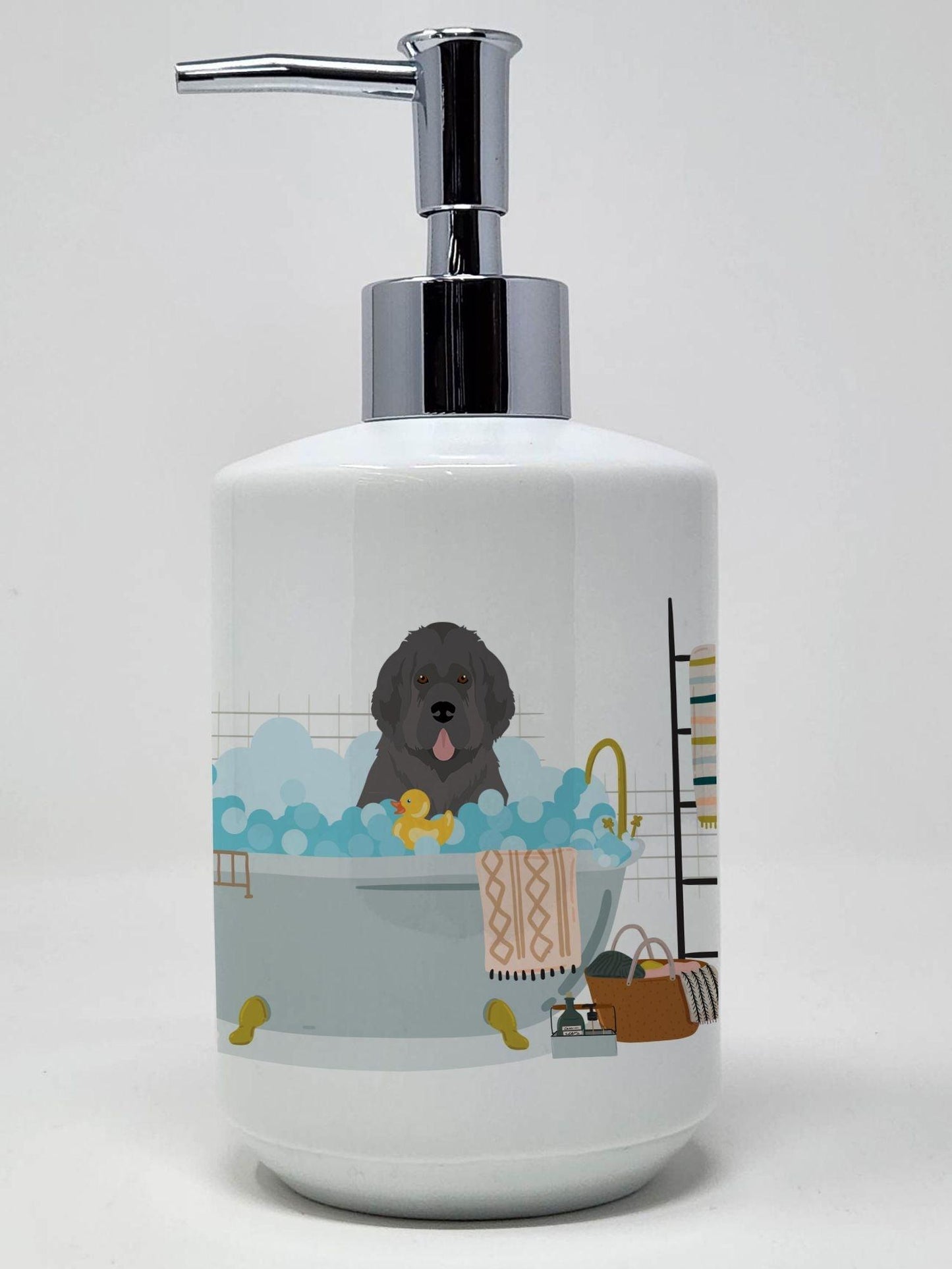 Grey Newfoundland Ceramic Soap Dispenser Hand Soap Dispenser Pump Bottles for Bathroom Kitchen, Empty Refillable Liquid Soap Container - Clothes For Her Online Store