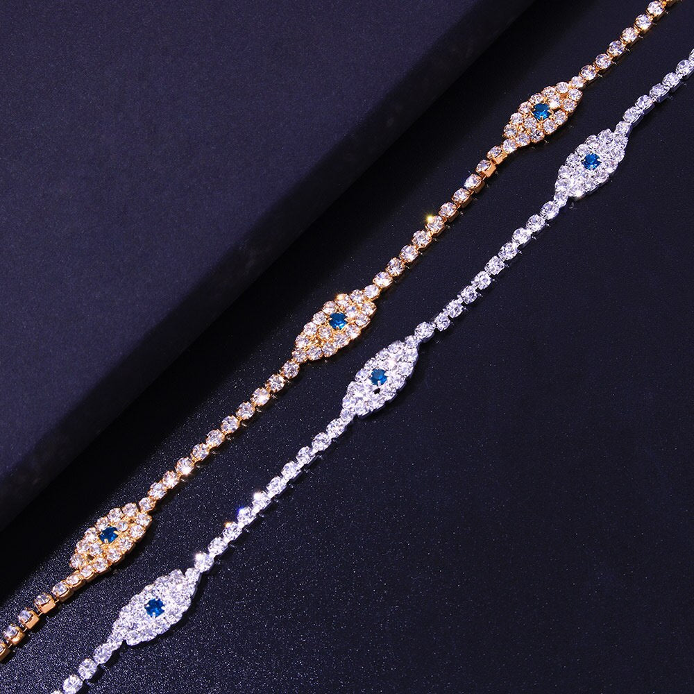 Vintage Bule Evil Eye Anklet Bracelet Beach Women Crystal Anklet