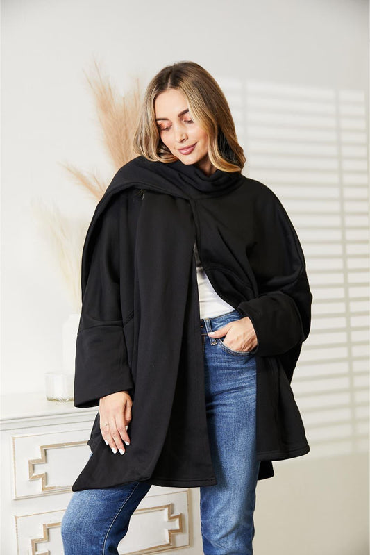 HEYSON Full Size Open Front Cardigan with Scarf Design - Clothes For Her Online Store