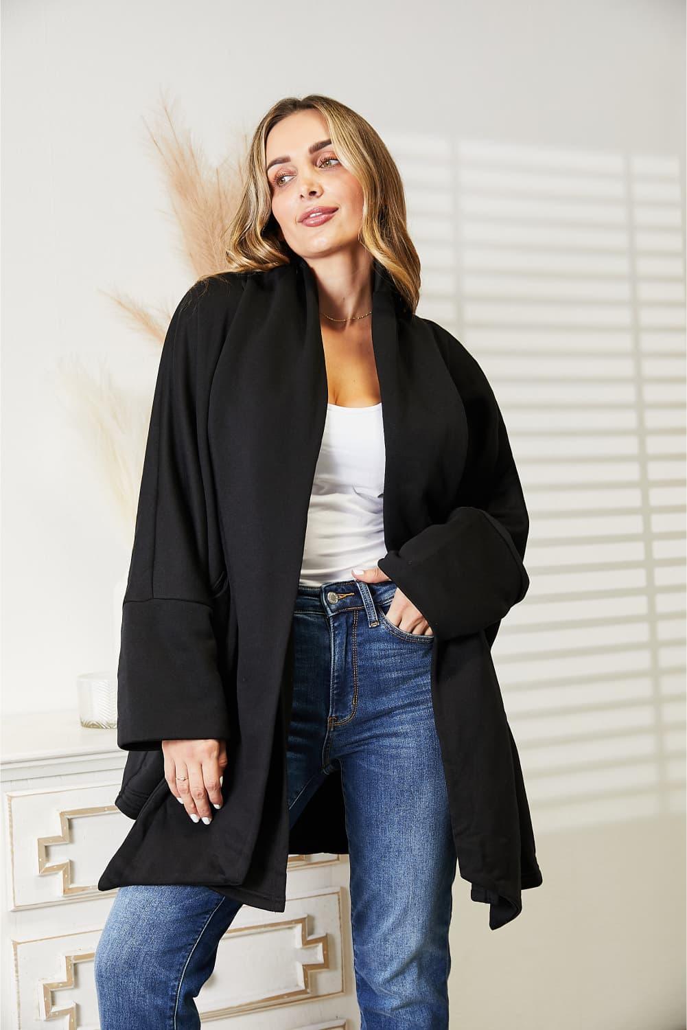 HEYSON Full Size Open Front Cardigan with Scarf Design - Clothes For Her Online Store