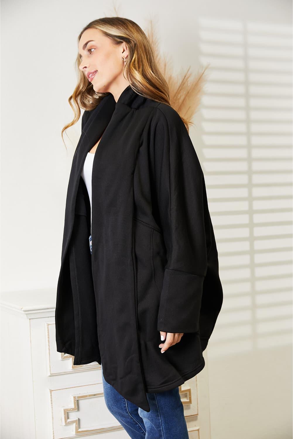 HEYSON Full Size Open Front Cardigan with Scarf Design - Clothes For Her Online Store