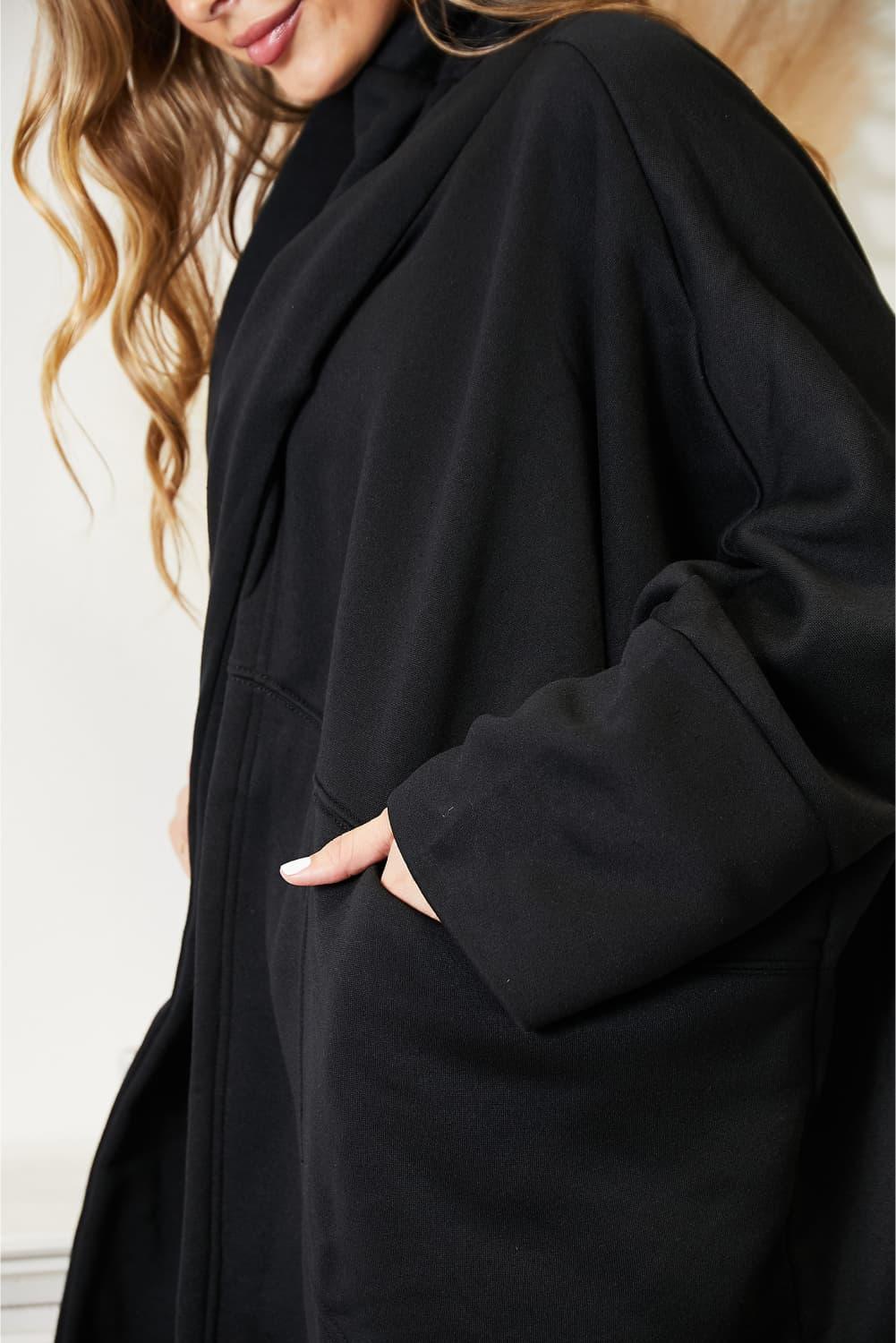 HEYSON Full Size Open Front Cardigan with Scarf Design - Clothes For Her Online Store