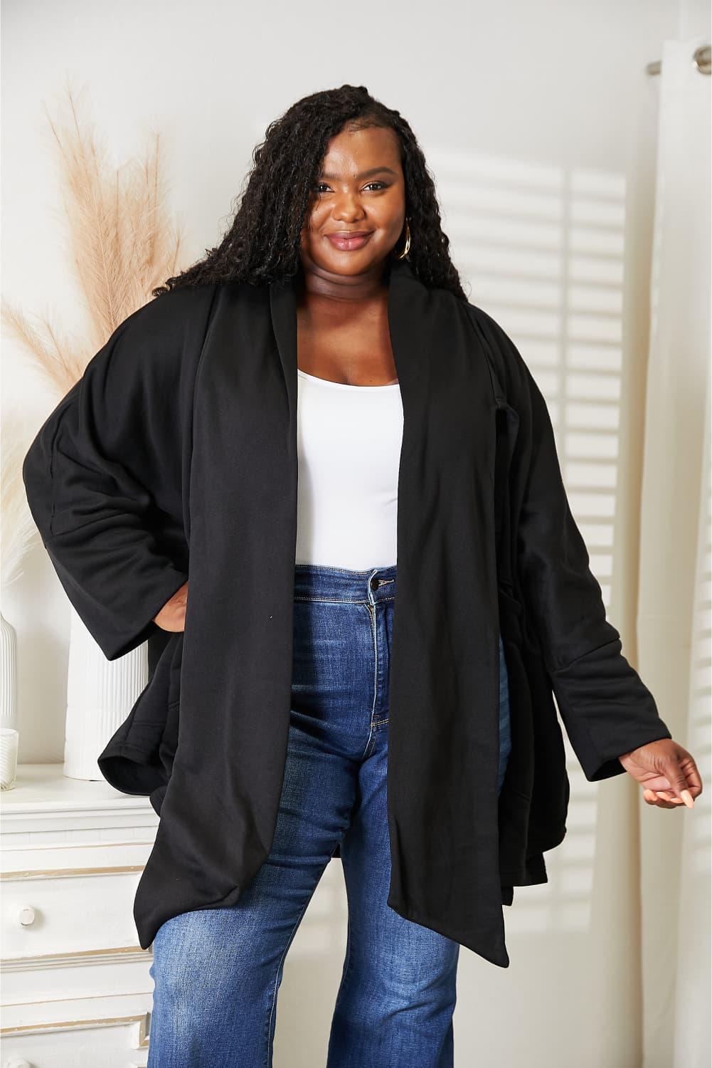 HEYSON Full Size Open Front Cardigan with Scarf Design - Clothes For Her Online Store