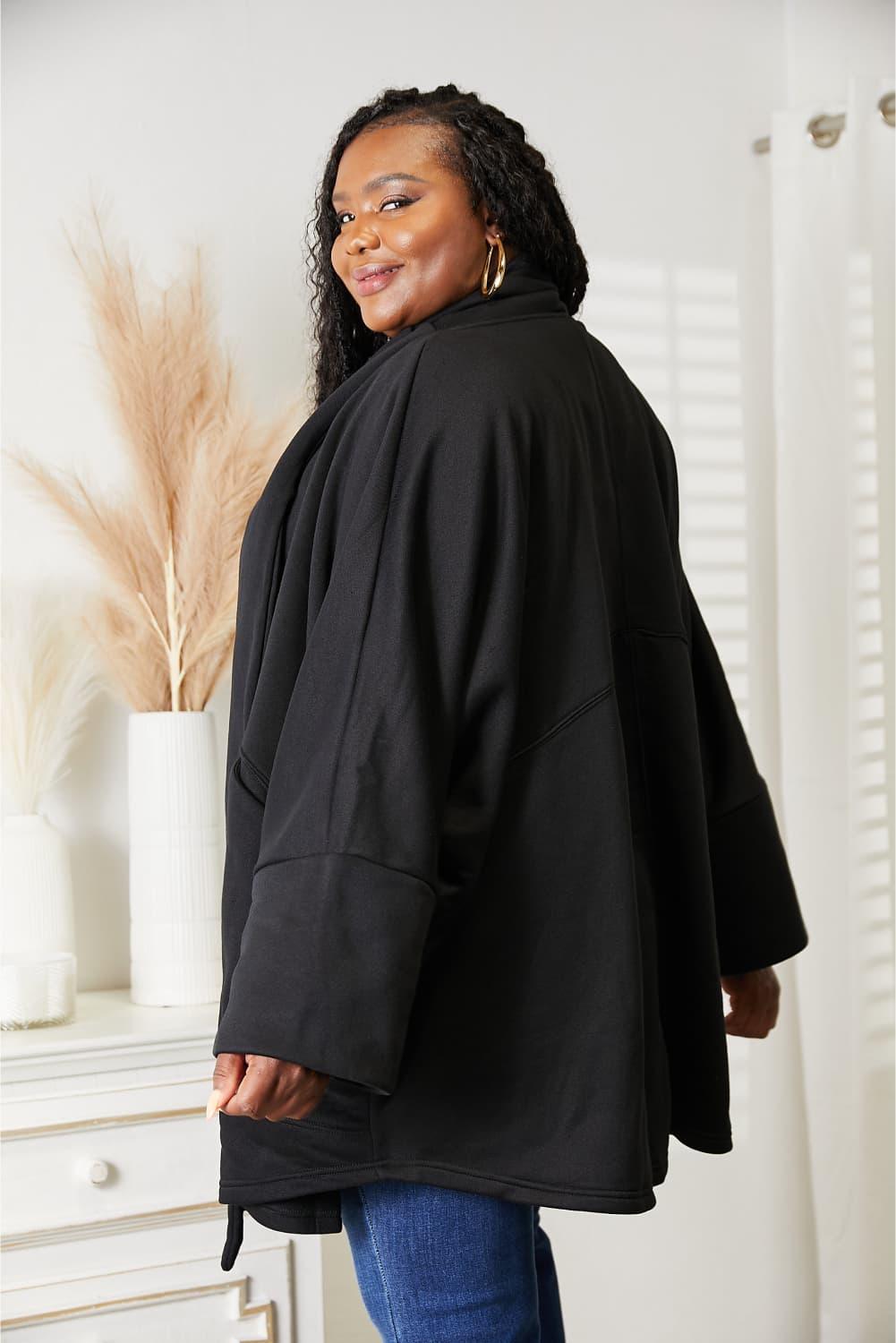 HEYSON Full Size Open Front Cardigan with Scarf Design - Clothes For Her Online Store
