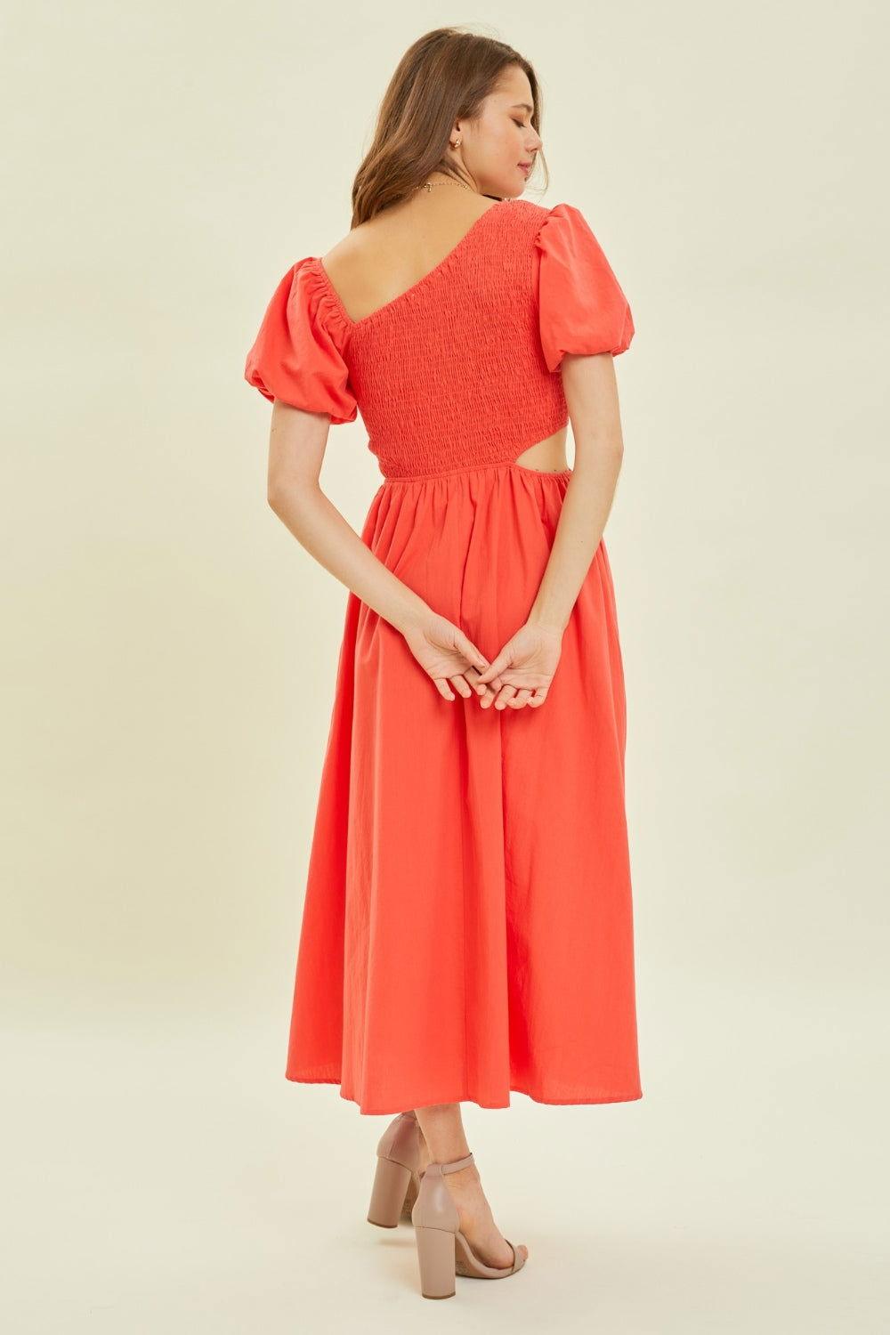 HEYSON Smocked Cutout Midi Dress - Clothes For Her Online Store