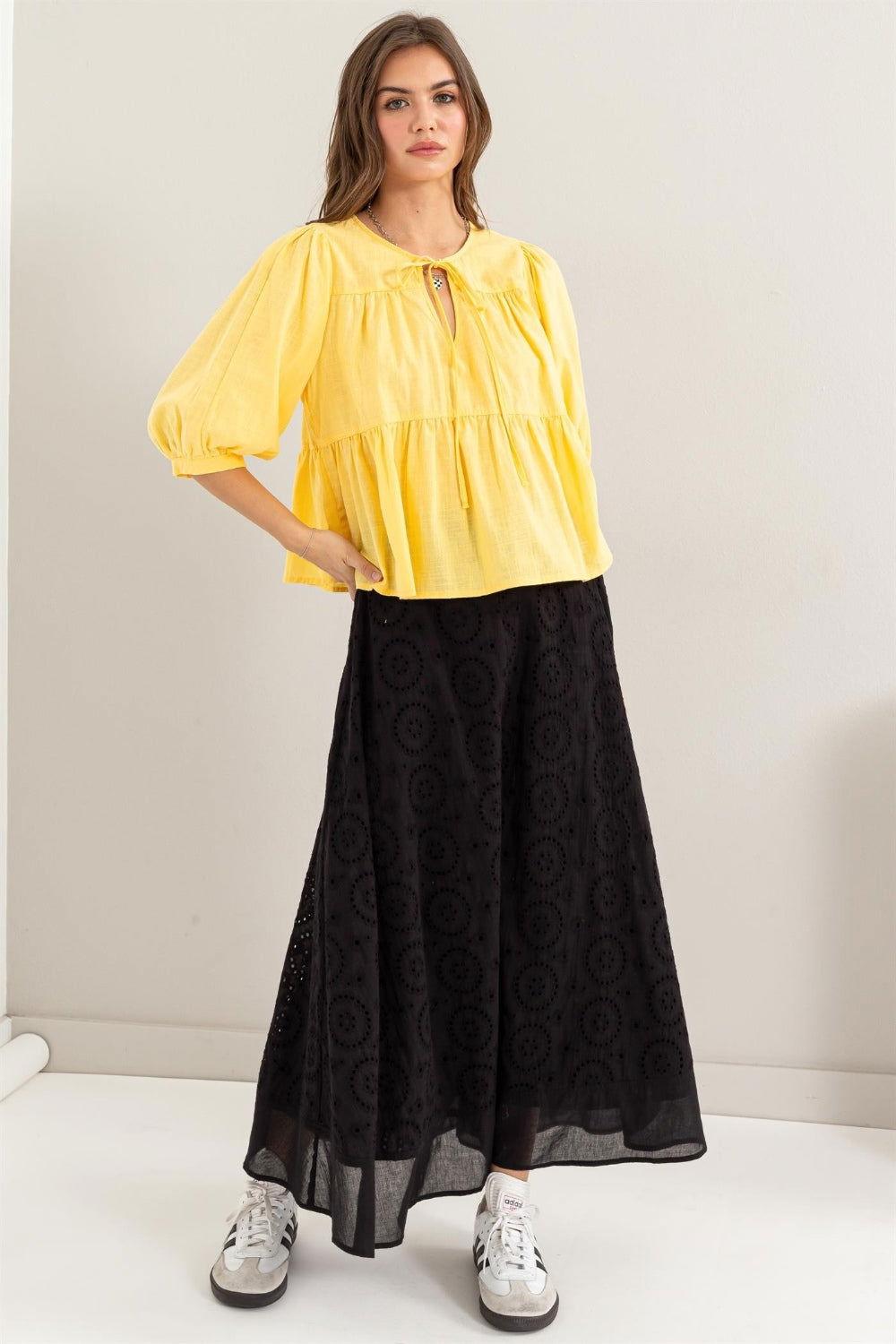HYFVE Eyelet High-Waist Midi Skirt - Clothes For Her Online Store