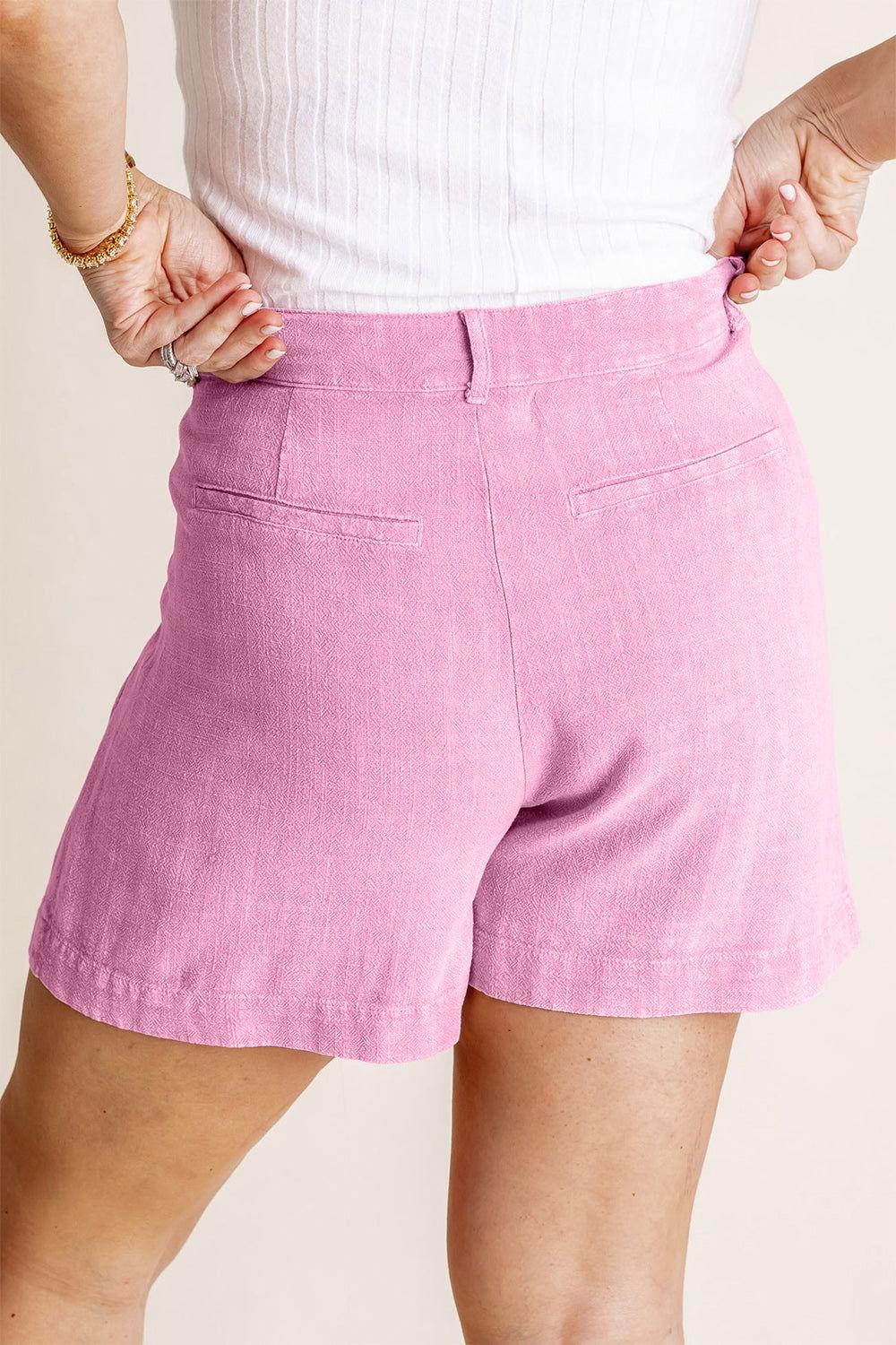 HYFVE High Waist Pleated Linen Shorts - Clothes For Her Online Store