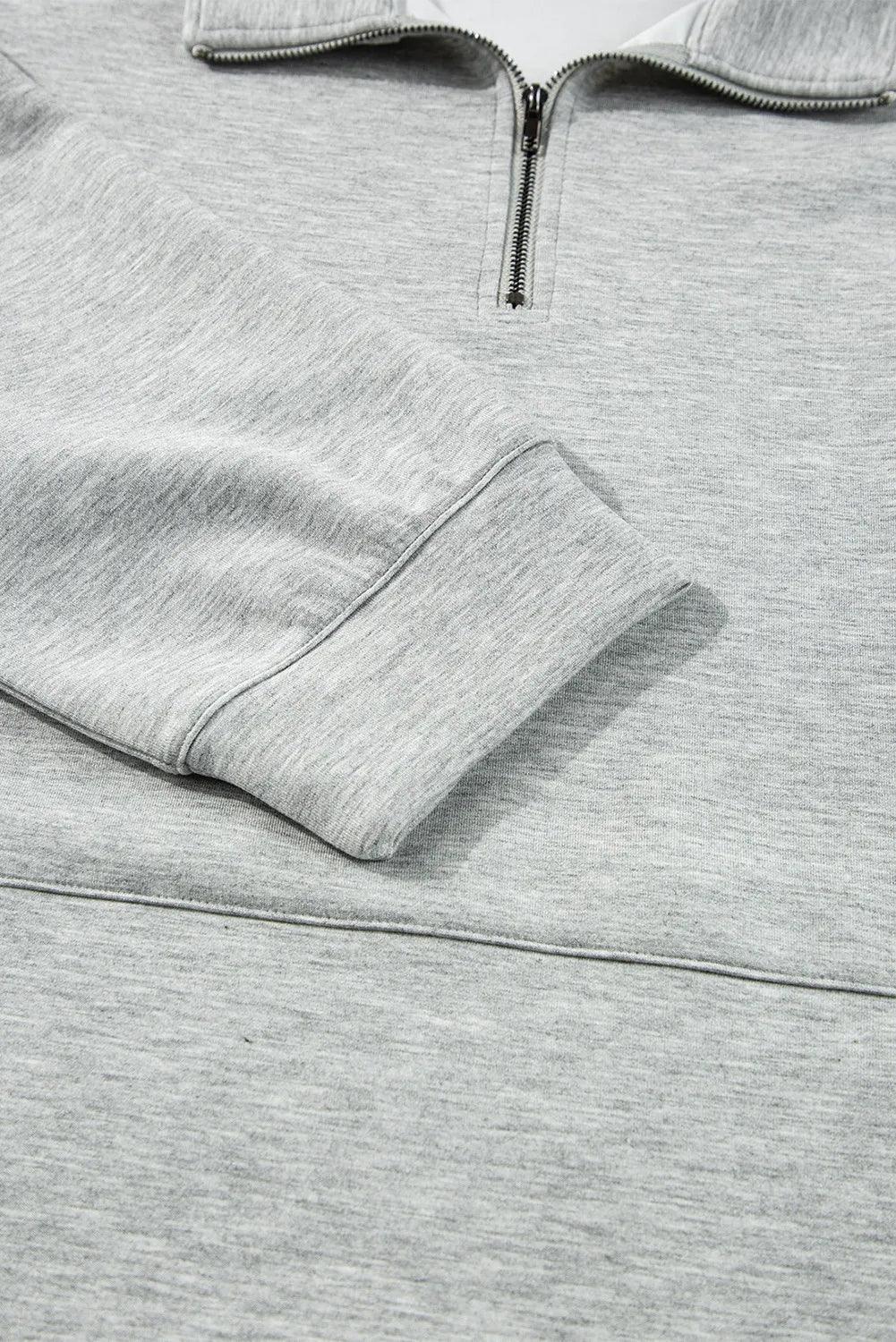 Half Zip Long Sleeve Top and Drawstring Shorts Set - Clothes For Her Online Store