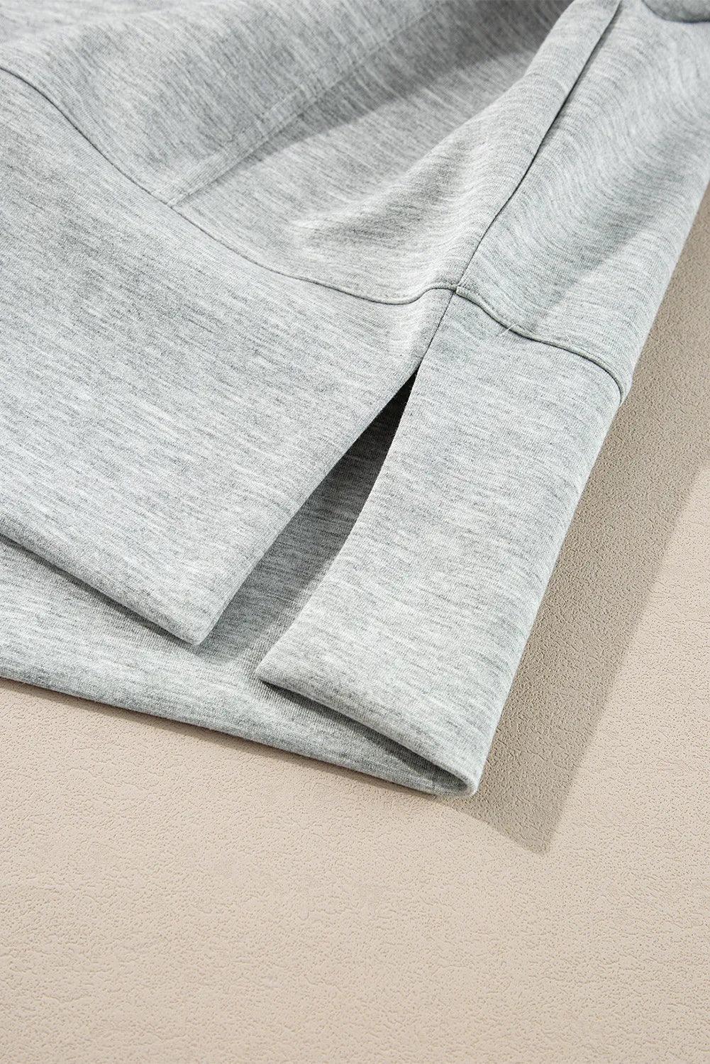 Half Zip Long Sleeve Top and Drawstring Shorts Set - Clothes For Her Online Store