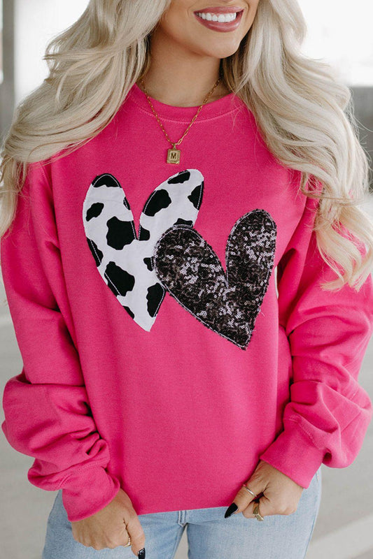 Heart Patch Long Sleeve Sweatshirt - Clothes For Her Online Store