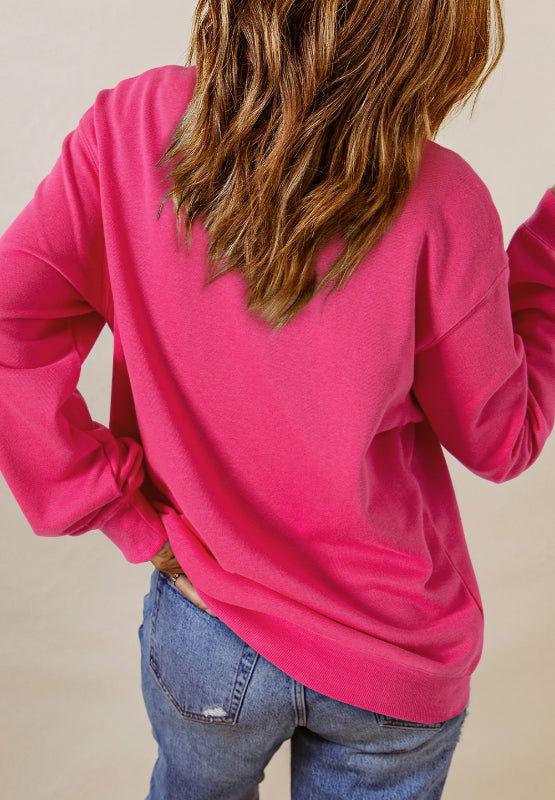 Heart Patch Long Sleeve Sweatshirt - Clothes For Her Online Store
