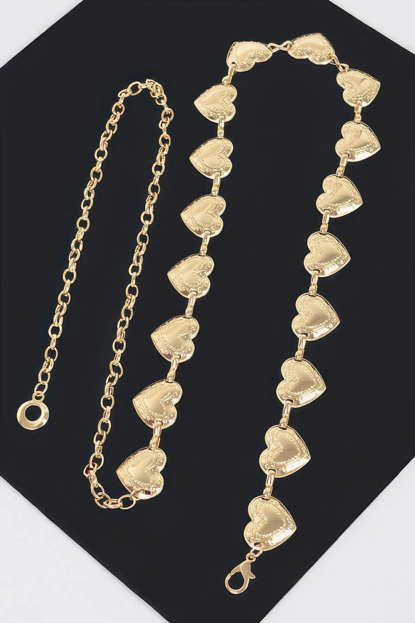 Heart Shape Metal Chain Belt - Clothes For Her Online Store