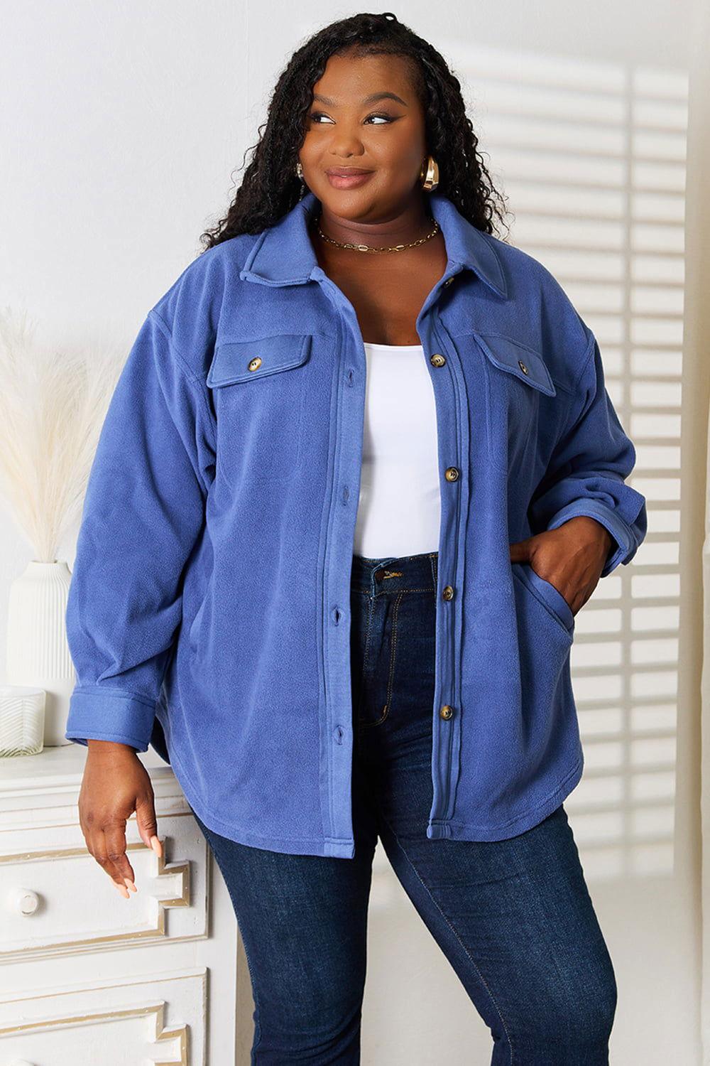 Heimish Cozy Girl Full Size Button Down Shacket - Clothes For Her Online Store
