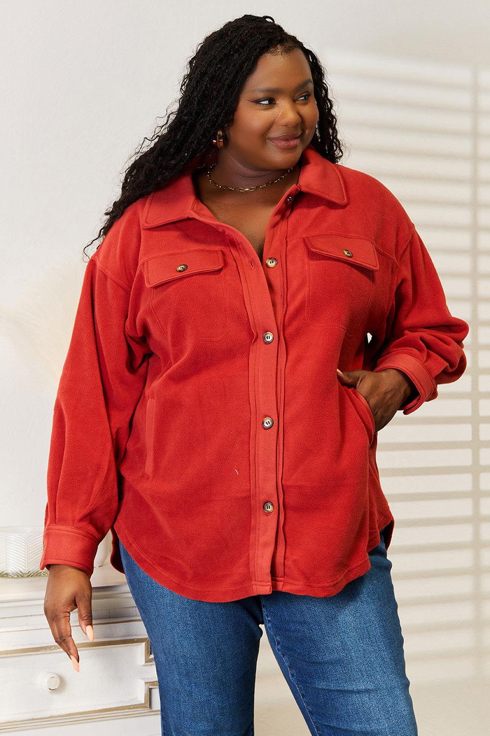 Heimish Cozy Girl Full Size Button Down Shacket - Clothes For Her Online Store