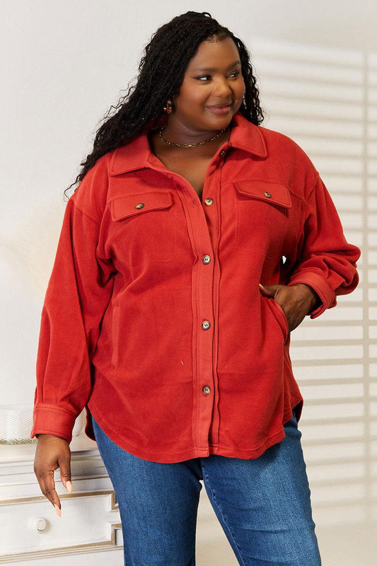 Heimish Cozy Girl Full Size Button Down Shacket - Clothes For Her Online Store