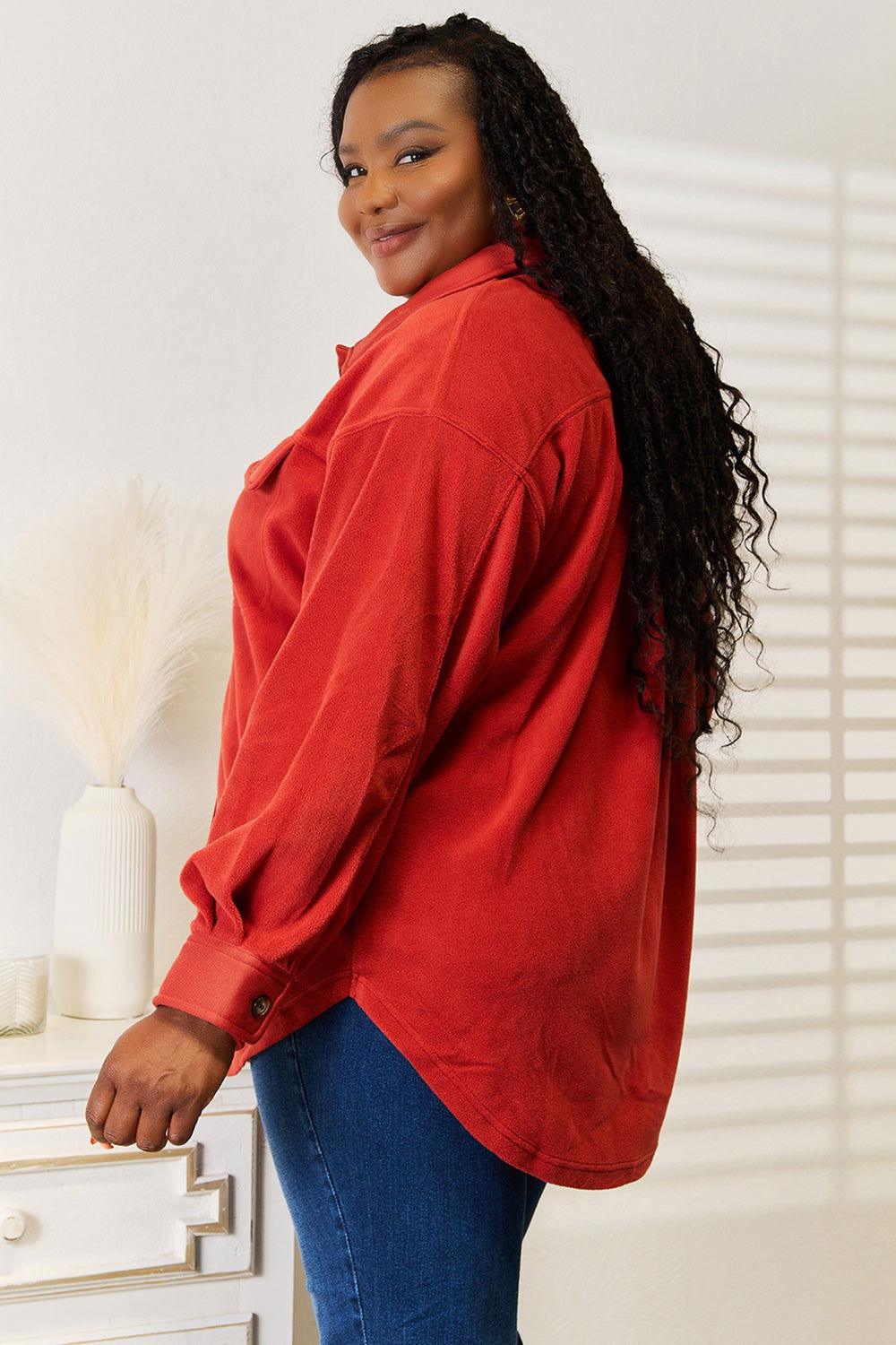 Heimish Cozy Girl Full Size Button Down Shacket - Clothes For Her Online Store