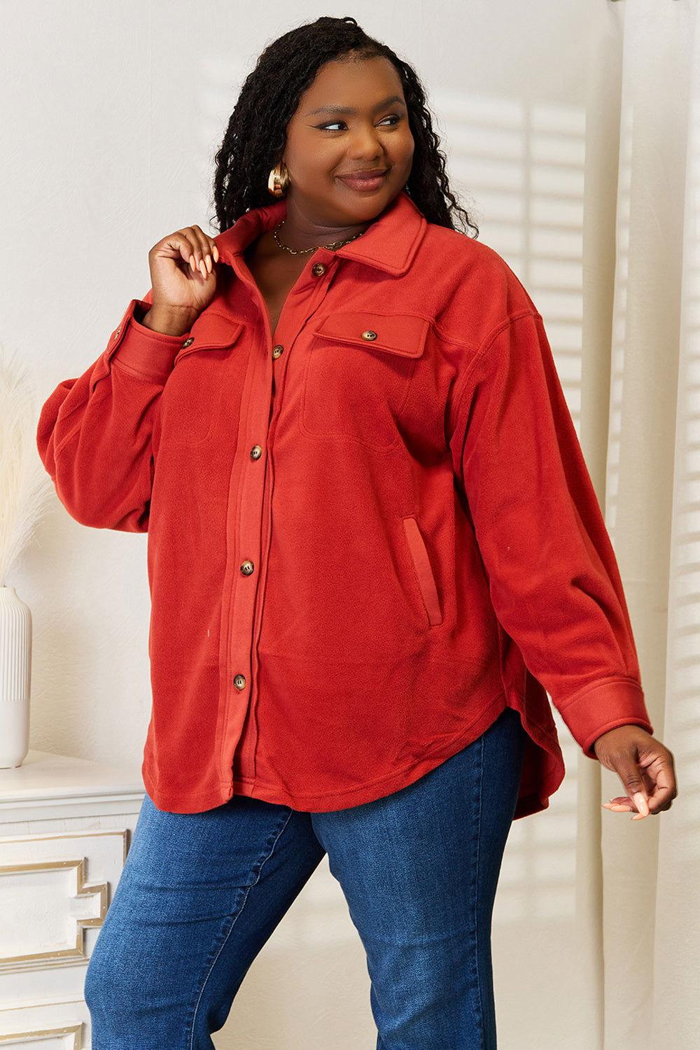 Heimish Cozy Girl Full Size Button Down Shacket - Clothes For Her Online Store