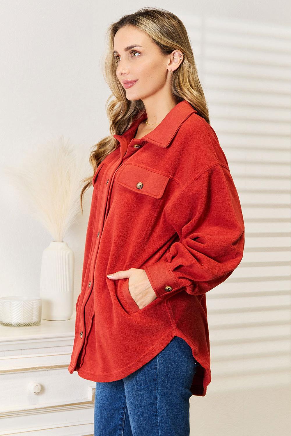 Heimish Cozy Girl Full Size Button Down Shacket - Clothes For Her Online Store