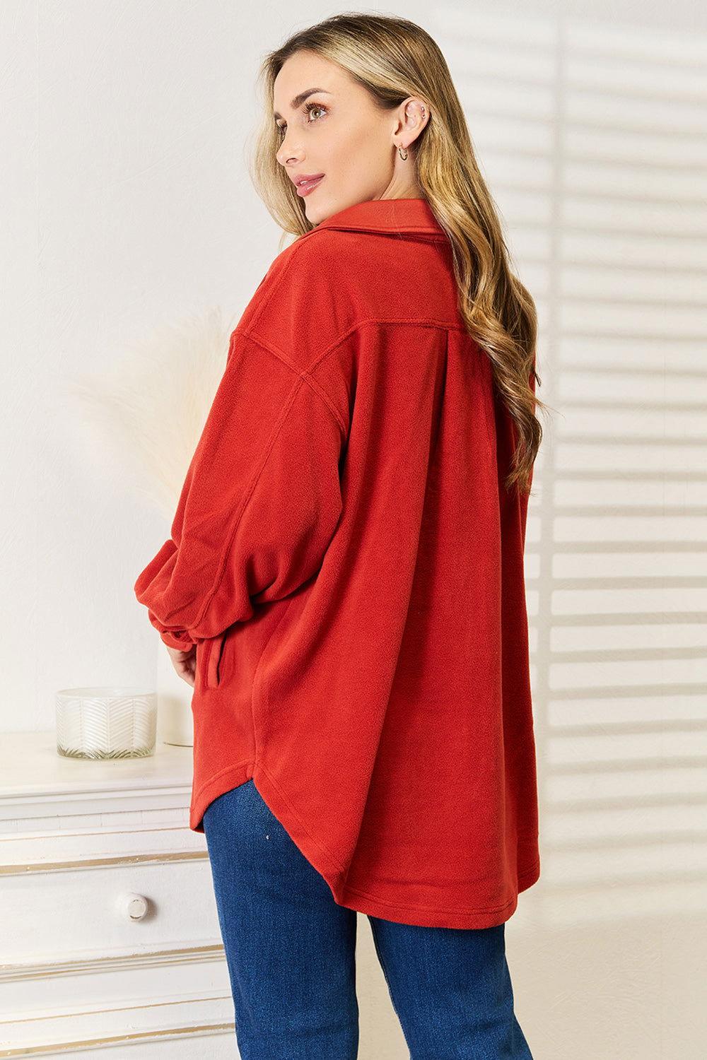 Heimish Cozy Girl Full Size Button Down Shacket - Clothes For Her Online Store