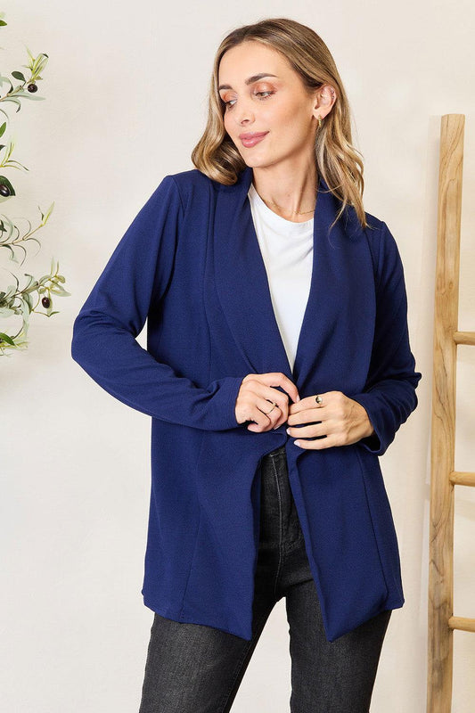 Heimish Full Size Statement Neck Open Front Blazer - Clothes For Her Online Store