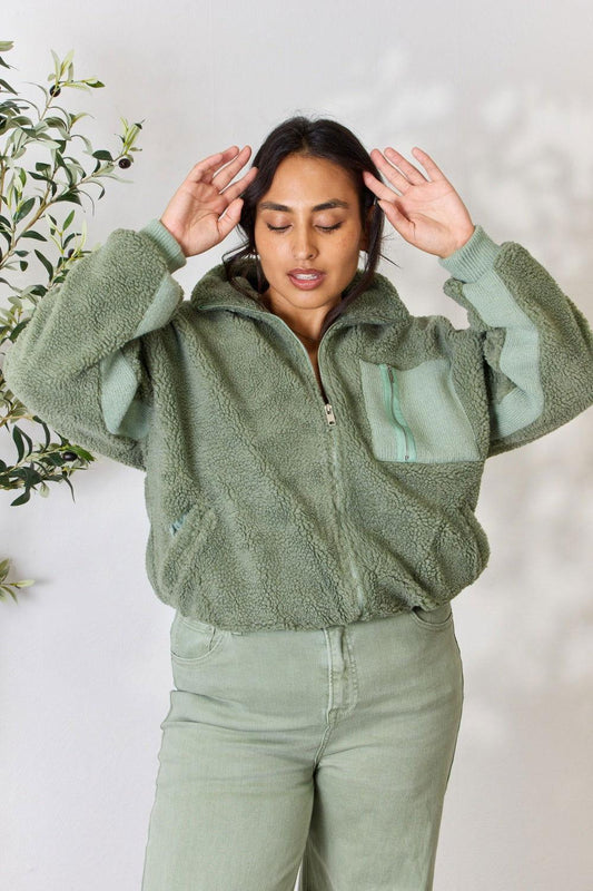 Heimish Full Size Zip Up Collared Neck Jacket - Clothes For Her Online Store
