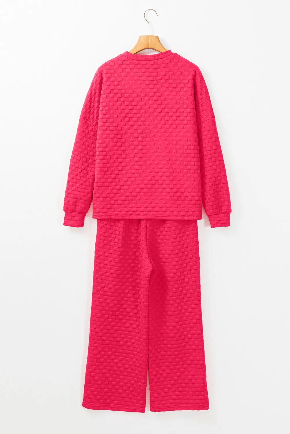 High-Low Round Neck Top and Pants Set - Clothes For Her Online Store
