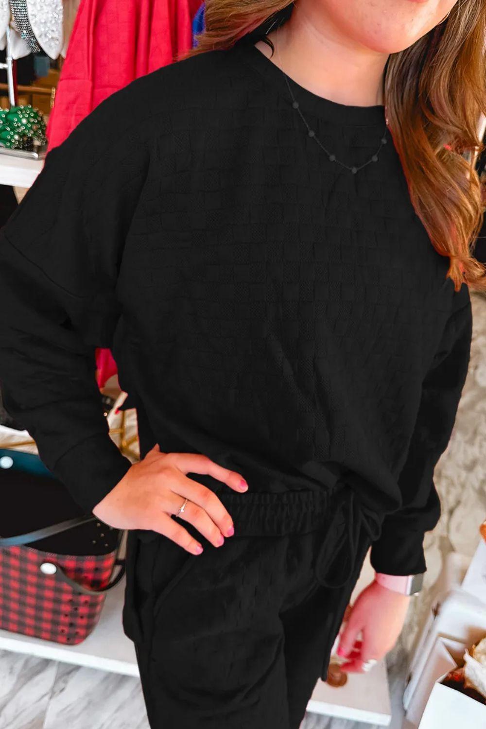 High-Low Round Neck Top and Pants Set - Clothes For Her Online Store