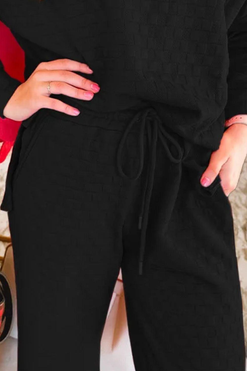 High-Low Round Neck Top and Pants Set - Clothes For Her Online Store