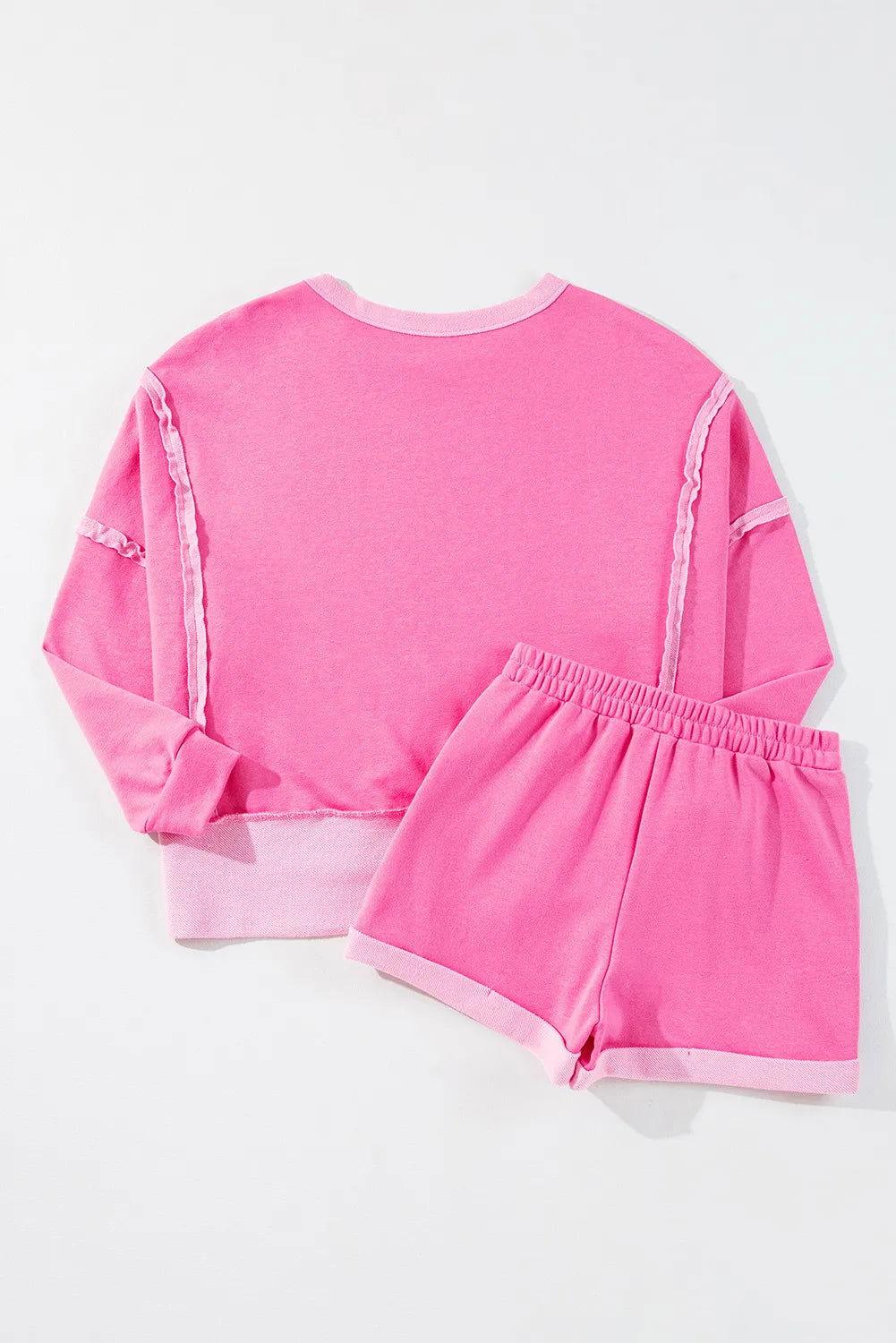 High-Low Round Neck Top and Shorts Set - Clothes For Her Online Store