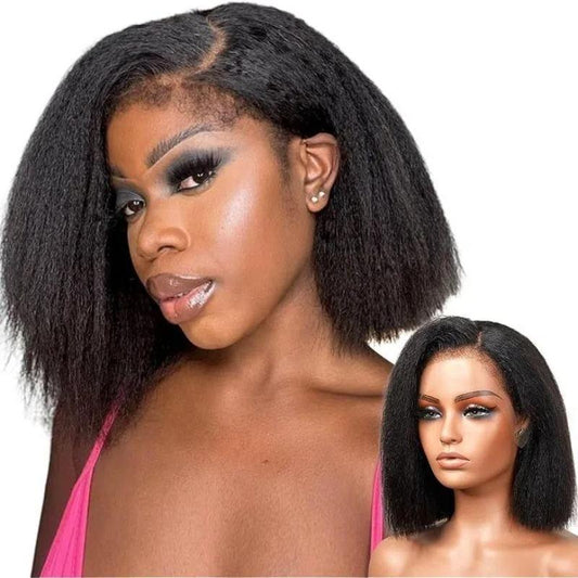 High Quality 13x4 Lace Frontal Glueless Wigs Human Hair Kinky Straight 4x4 HD Lace Closure Wig 4C Edge Baby Hair Brazilian Bob - Clothes For Her Online Store