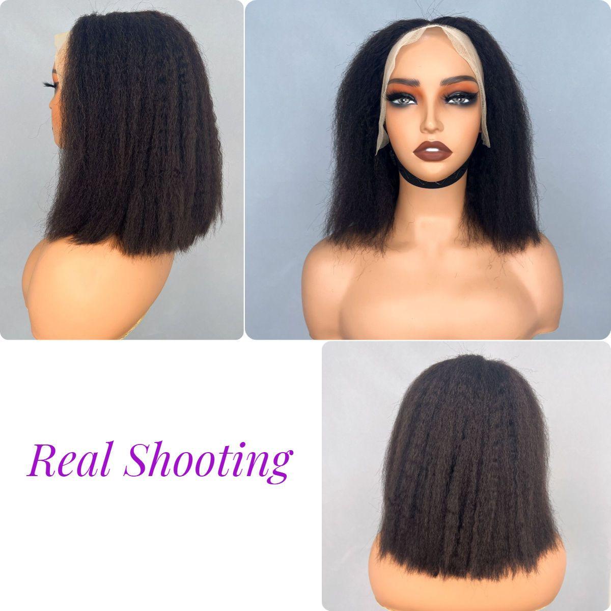 High Quality 13x4 Lace Frontal Glueless Wigs Human Hair Kinky Straight 4x4 HD Lace Closure Wig 4C Edge Baby Hair Brazilian Bob - Clothes For Her Online Store
