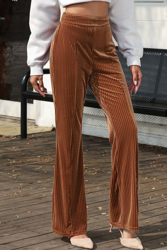 High Waist Corduroy Flare Pants - Clothes For Her Online Store